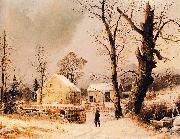 George Henry Durrie Winter Scene in New England Sweden oil painting artist